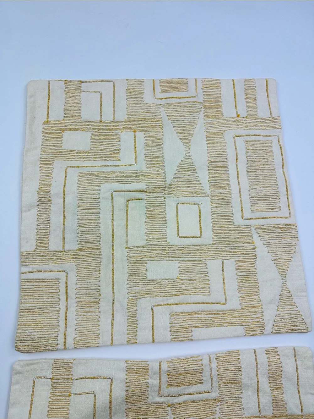 West Elm Embroidered Jacquard Blank Shapes Throw Accent Pillow Covers 20 x 20